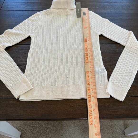 J. Crew Featherweight cashmere turtleneck sweater with rhinestones Size Small - Picture 9 of 11